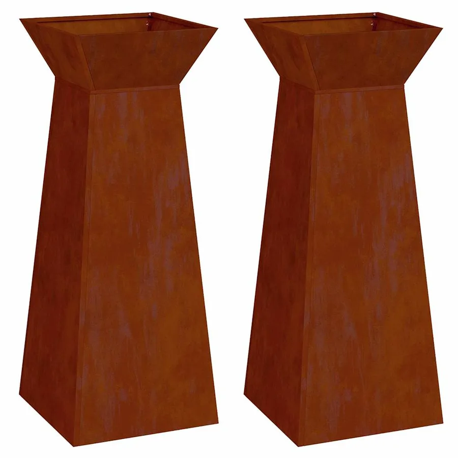 Jardinière à pilier 2 pc Rouillé 40 x 40 x 100 cm - 2