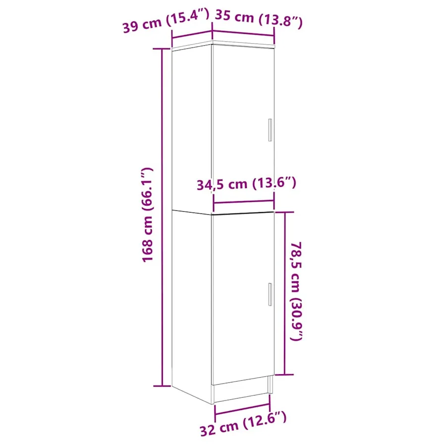 Haut Armoire Gris Sonoma 35 x 39 x 168 cm - 13