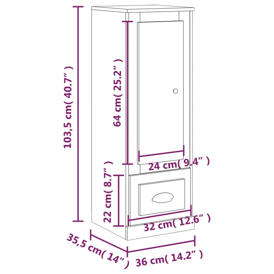 Buffet haut chêne sonoma 36x35,5x103,5 cm bois d'ingénierie - 10
