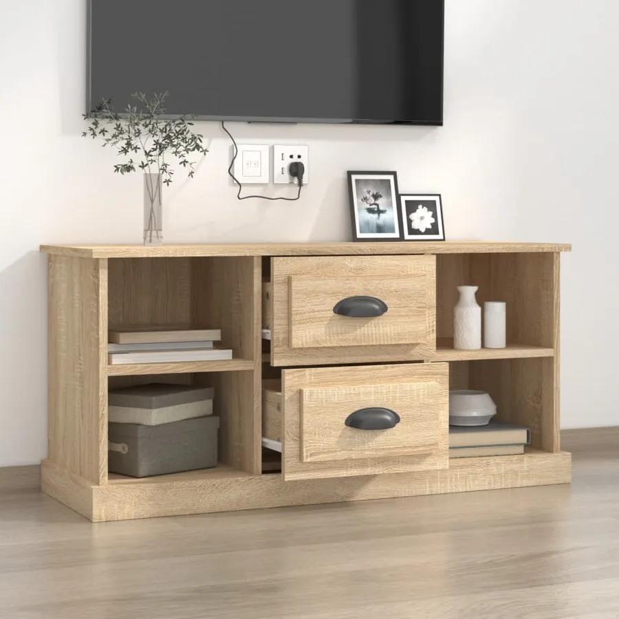 Meuble TV chêne sonoma 99,5x35,5x48 cm bois d'ingénierie - 3
