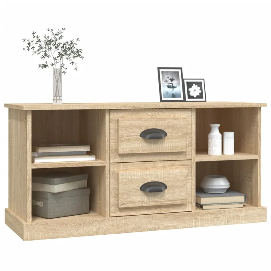 Meuble TV chêne sonoma 99,5x35,5x48 cm bois d'ingénierie - 4