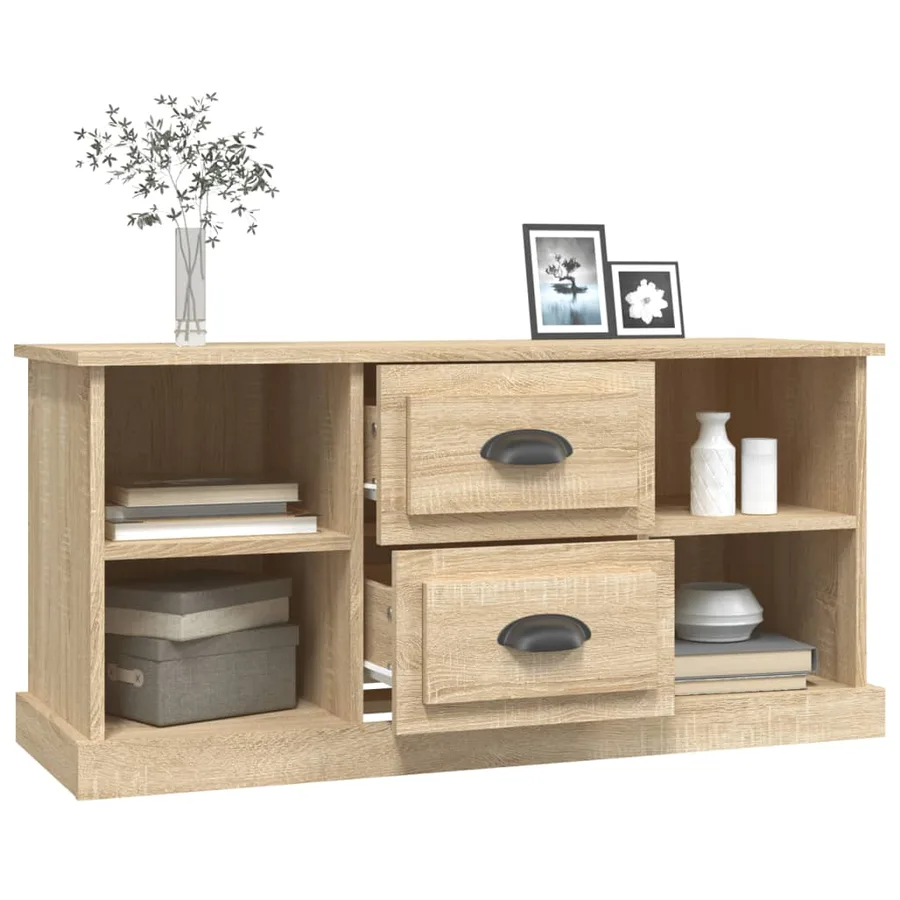 Meuble TV chêne sonoma 99,5x35,5x48 cm bois d'ingénierie - 5