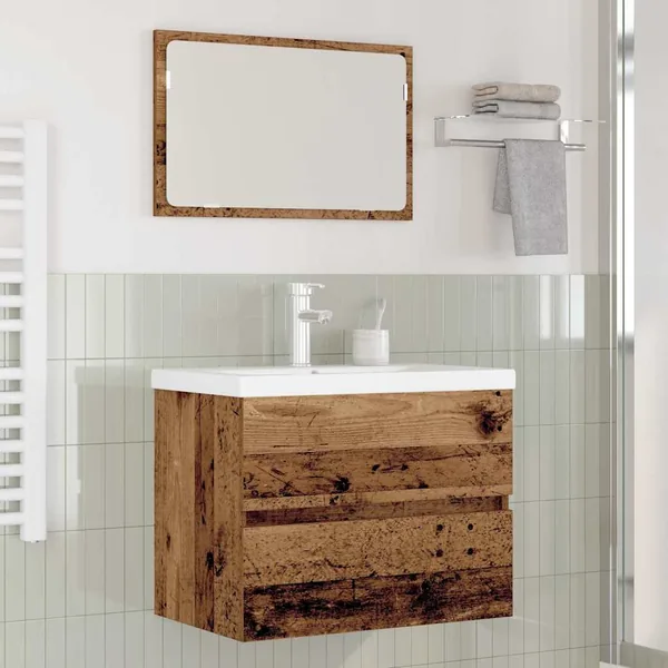 Ensemble de mobilier de salle de bain 3 pcs Bois Ancien
