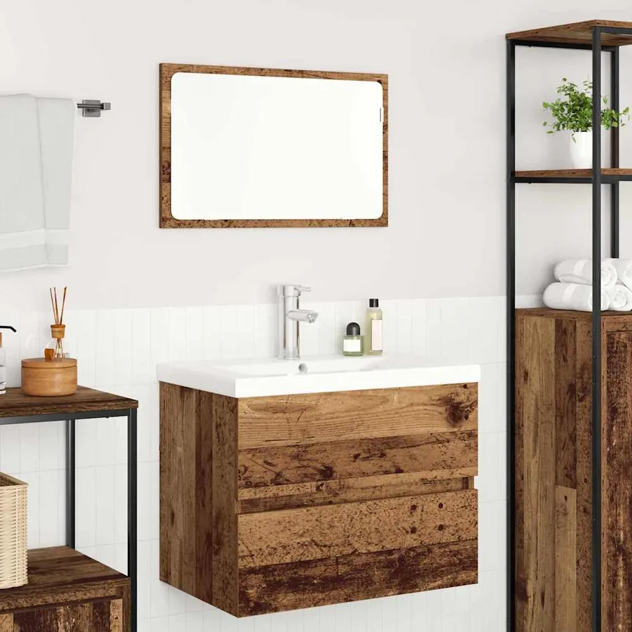 Ensemble de mobilier de salle de bain 3 pcs Bois Ancien - 4