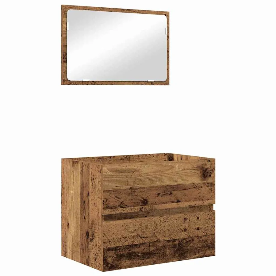 Ensemble de mobilier de salle de bain 3 pcs Bois Ancien - 5