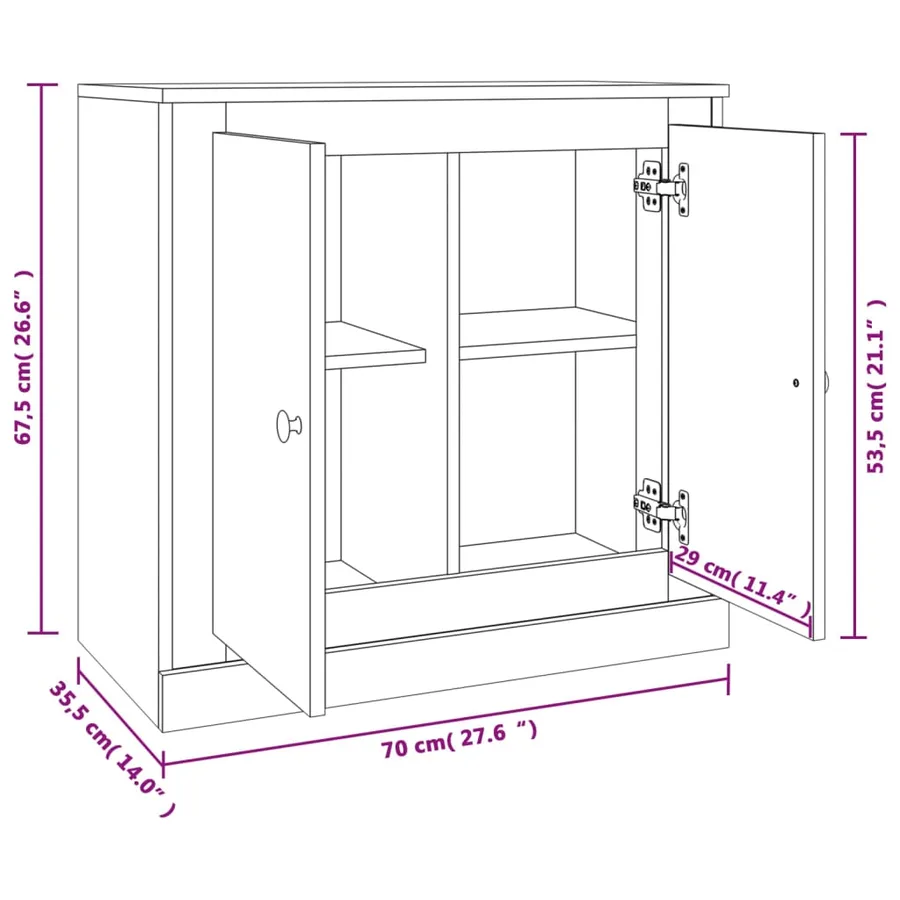 Buffet sonoma gris 70x35,5x67,5 cm bois d'ingénierie - 10