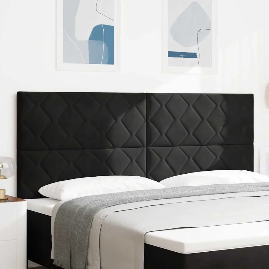 Tête de lit LED Noir 200 cm Velours