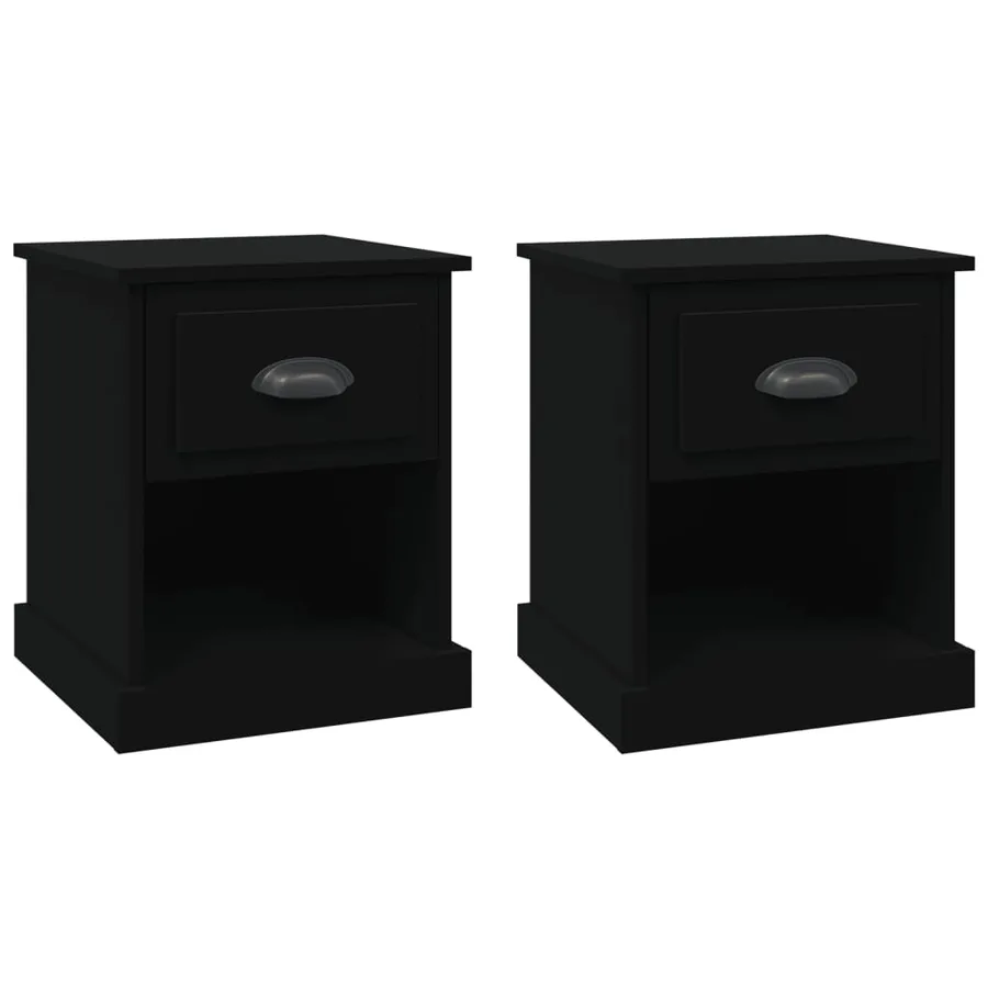 Tables de chevet 2 pcs noir 39x39x47,5 cm bois d'ingénierie - 2