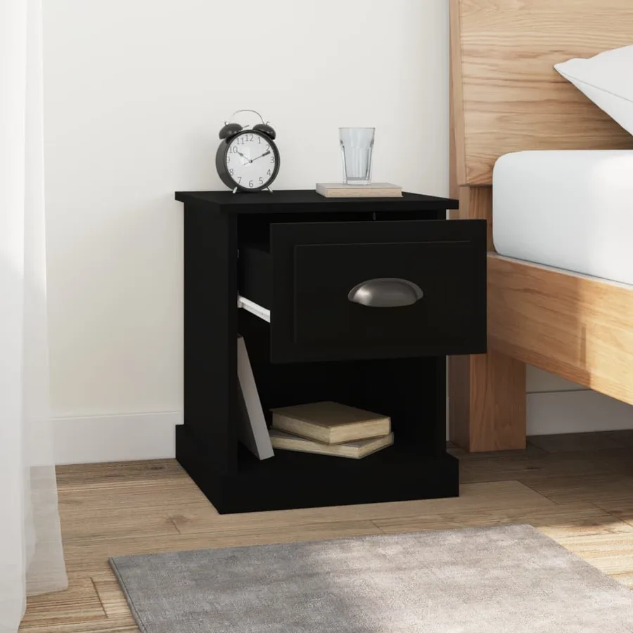 Tables de chevet 2 pcs noir 39x39x47,5 cm bois d'ingénierie - 4