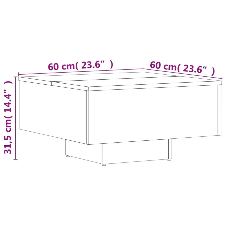 Table basse Chêne fumé 60x60x31,5 cm Bois d'ingénierie - 9