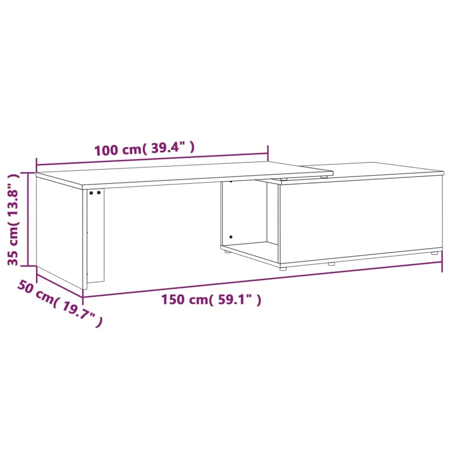 Table basse Chêne fumé 150x50x35 cm Bois d'ingénierie - 12
