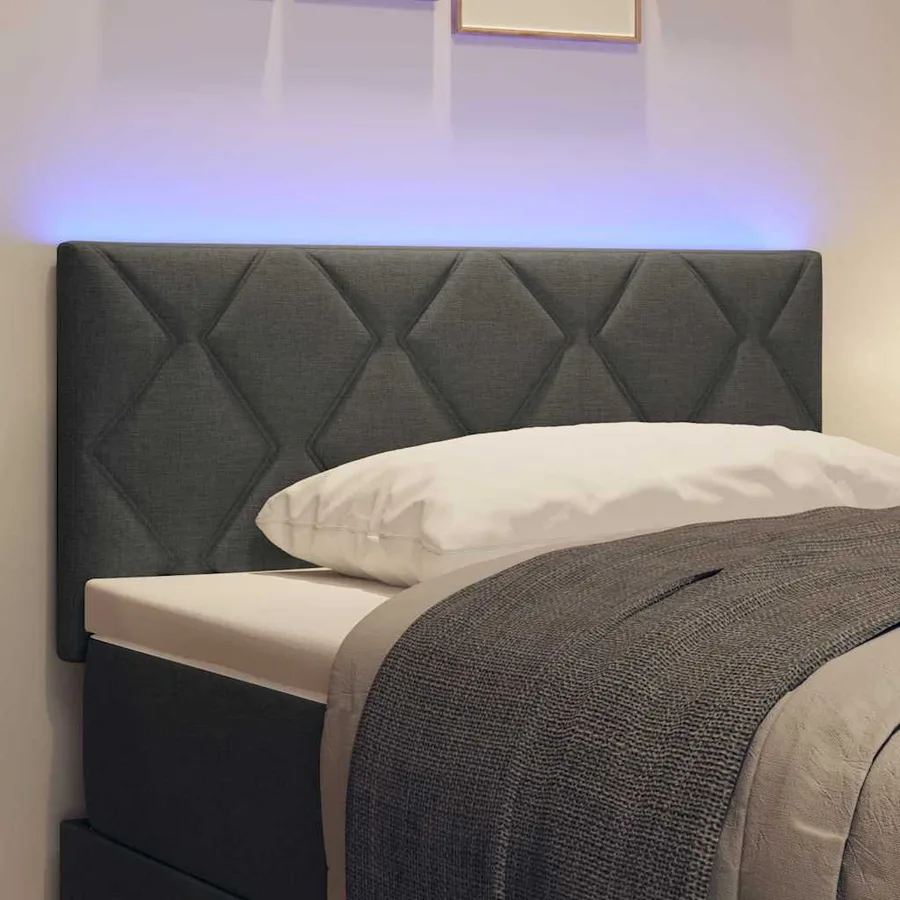 Tête de lit LED Gris 90 cm tissu - 3