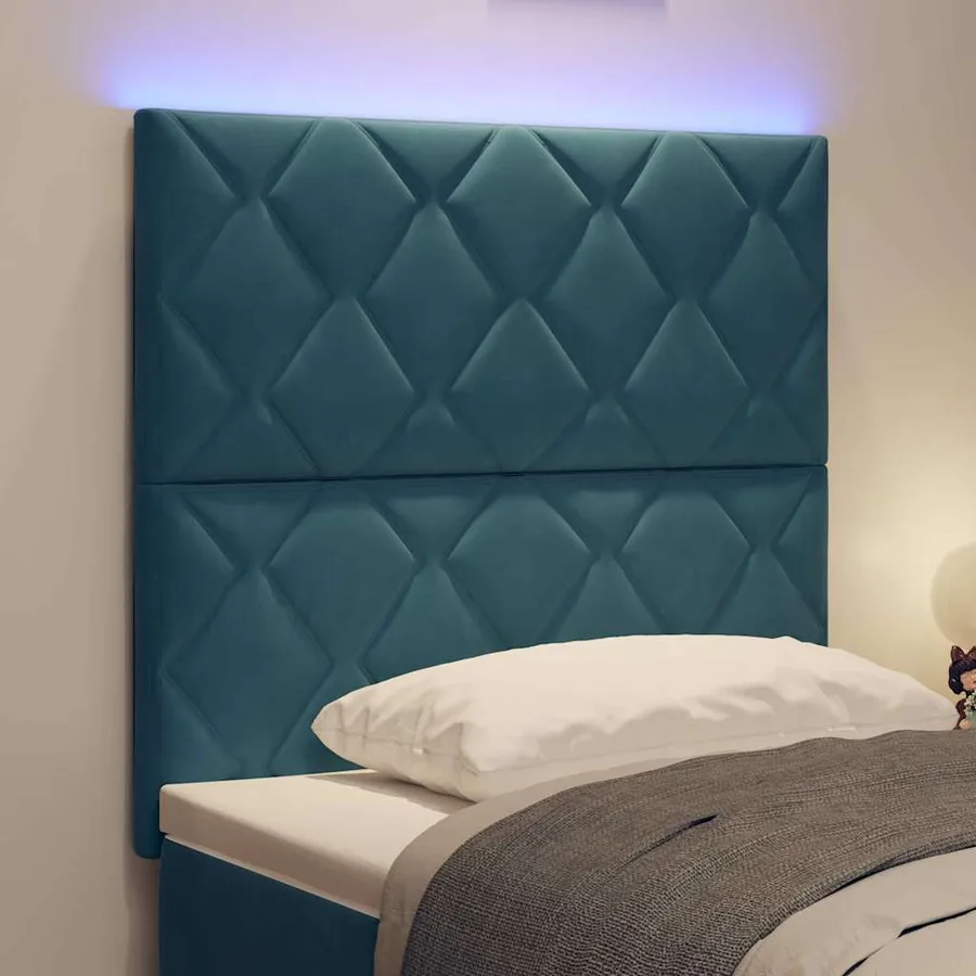 Tête de lit LED Bleu foncé 90 cm Velours - 4