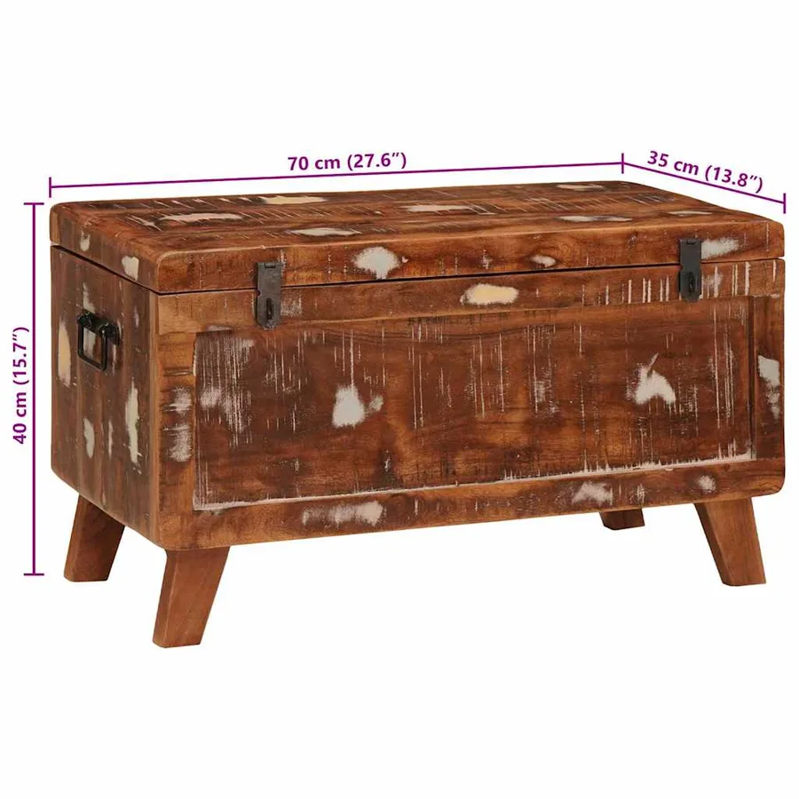 Boîte de rangement 70 x 35 x 40 cm Bois massif recyclé - 13