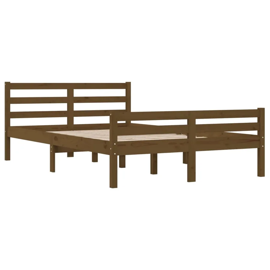 Cadre de lit sans matelas marron miel bois massif 150x200 cm - 4