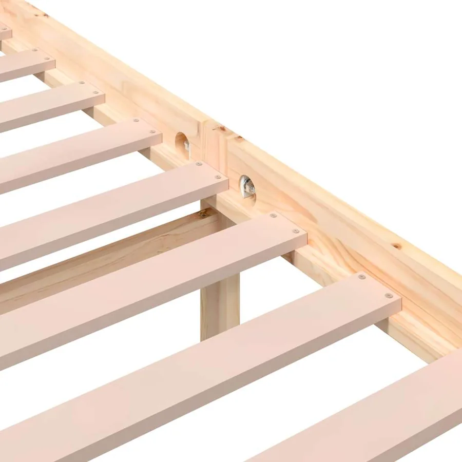 Cadre de lit sans matelas bois massif 135x190 cm - 8