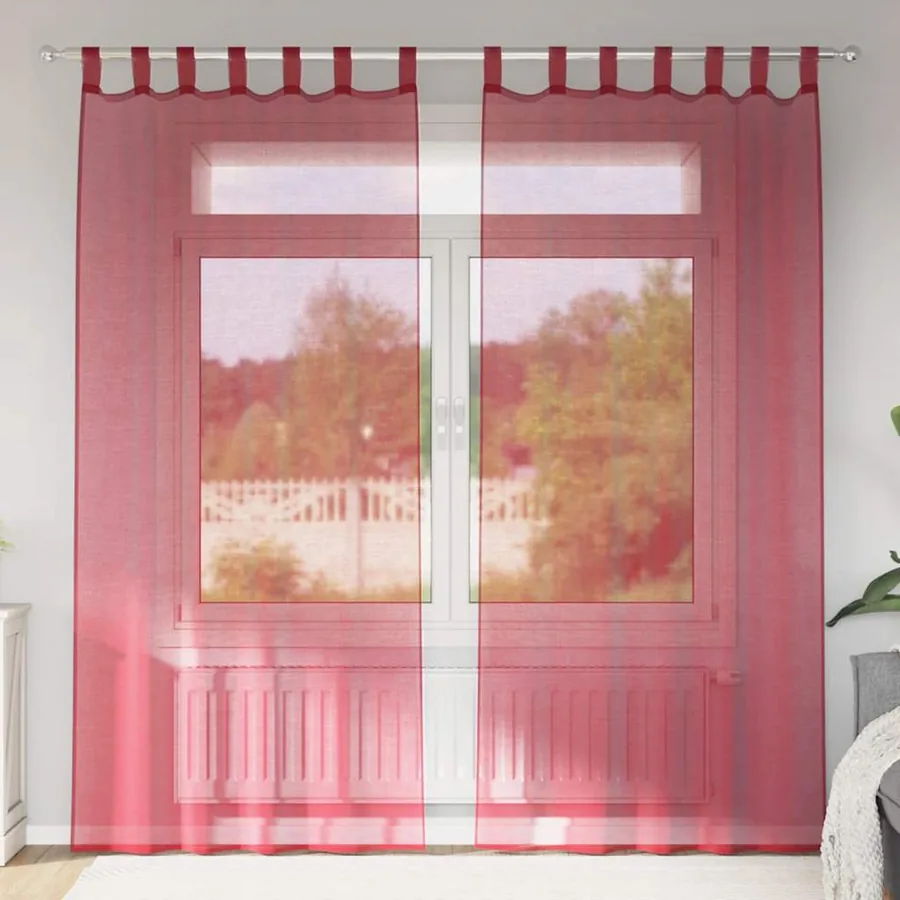 Voilages à œillets 2 pcs rouge bordeaux 140 x 225 cm