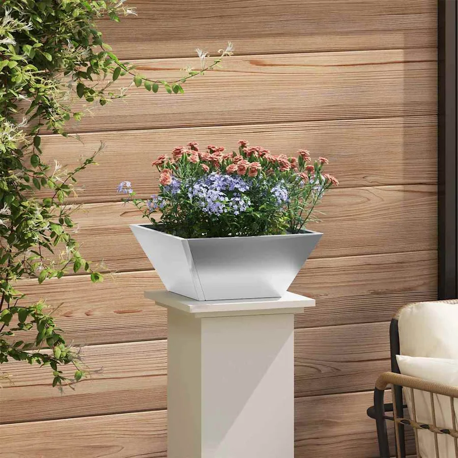 Cache-pot de jardin Argent 35 x 35 x 15 cm Acier galvanisé - 4