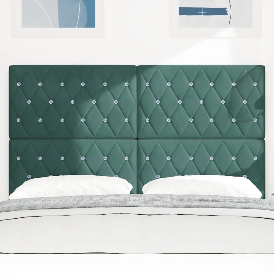 Tête de lit LED avec bandes LED Vert foncé 144 cm Velours - 3