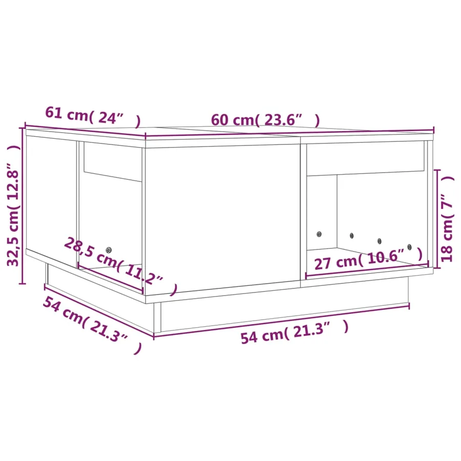 Table basse 60x61x32,5 cm Bois massif de pin - 8