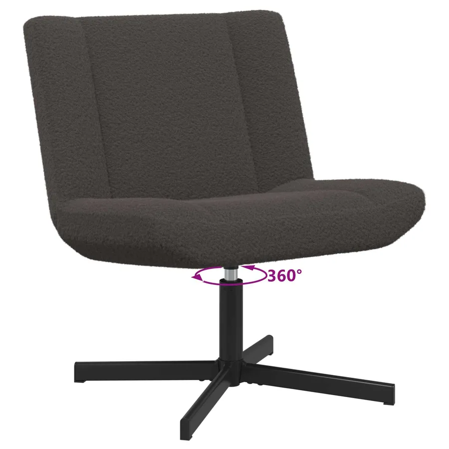 Chaise pivotante Gris foncé 63 x 75 x 76 cm Peau de mouton - 5