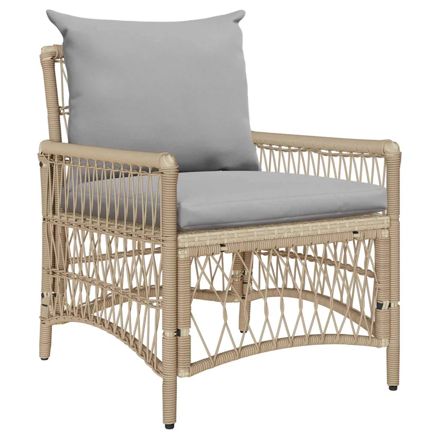 Chaise de jardin avec coussin Beige 73 x 61 x 77 cm polyrotin - 2