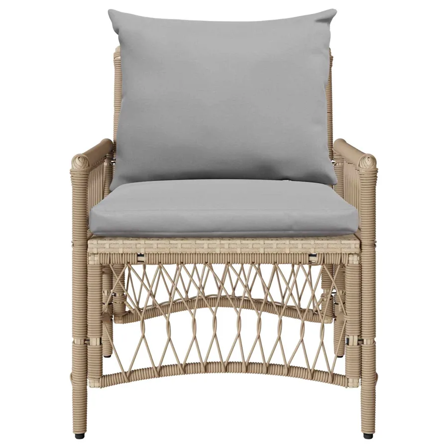 Chaise de jardin avec coussin Beige 73 x 61 x 77 cm polyrotin - 4