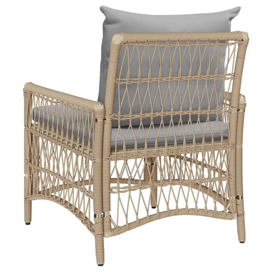 Chaise de jardin avec coussin Beige 73 x 61 x 77 cm polyrotin - 6