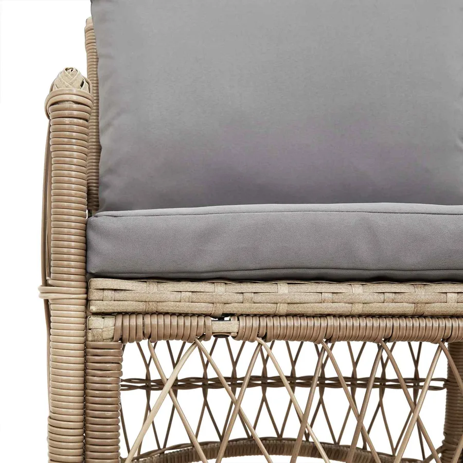 Chaise de jardin avec coussin Beige 73 x 61 x 77 cm polyrotin - 9