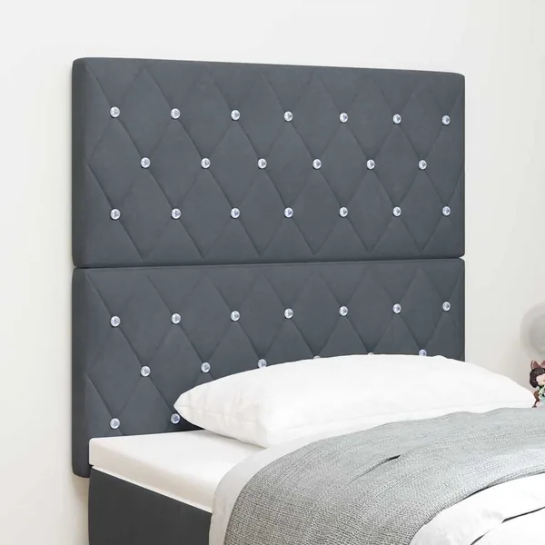Tête de lit LED avec bandes LED Gris foncé 90 cm Velours