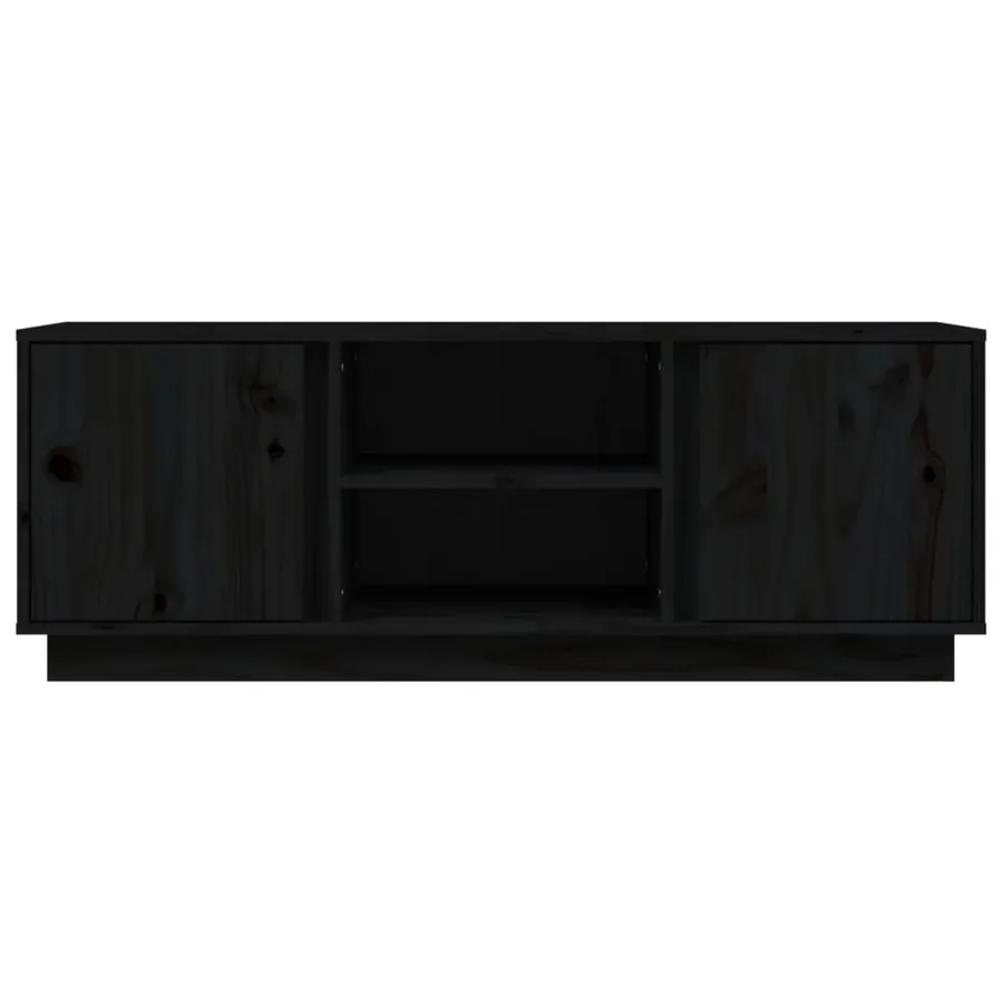 Meuble TV Noir 110x35x40,5 cm Bois de pin massif - 6