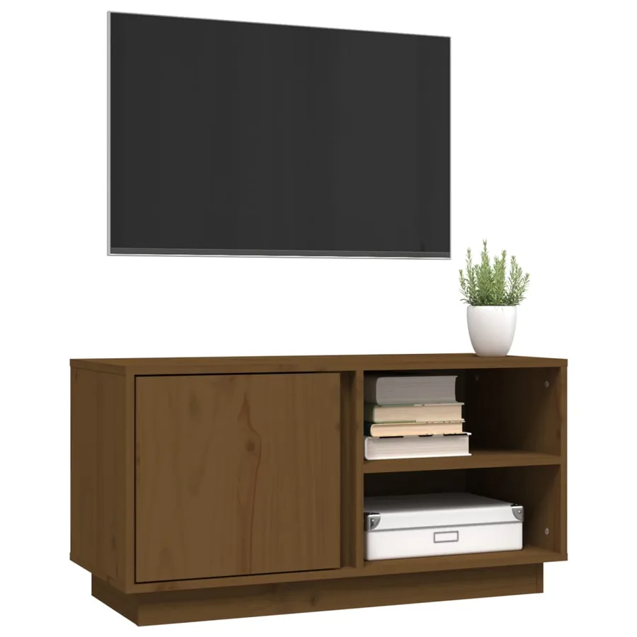Meuble TV Marron miel 80x35x40,5 cm Bois de pin massif - 4