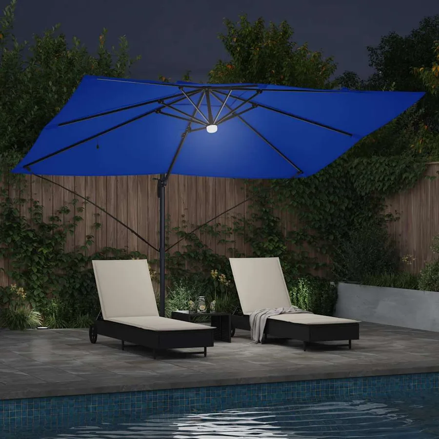Parasol 351 x 250 x 253 cm Polyester et Aluminium Azur - 4