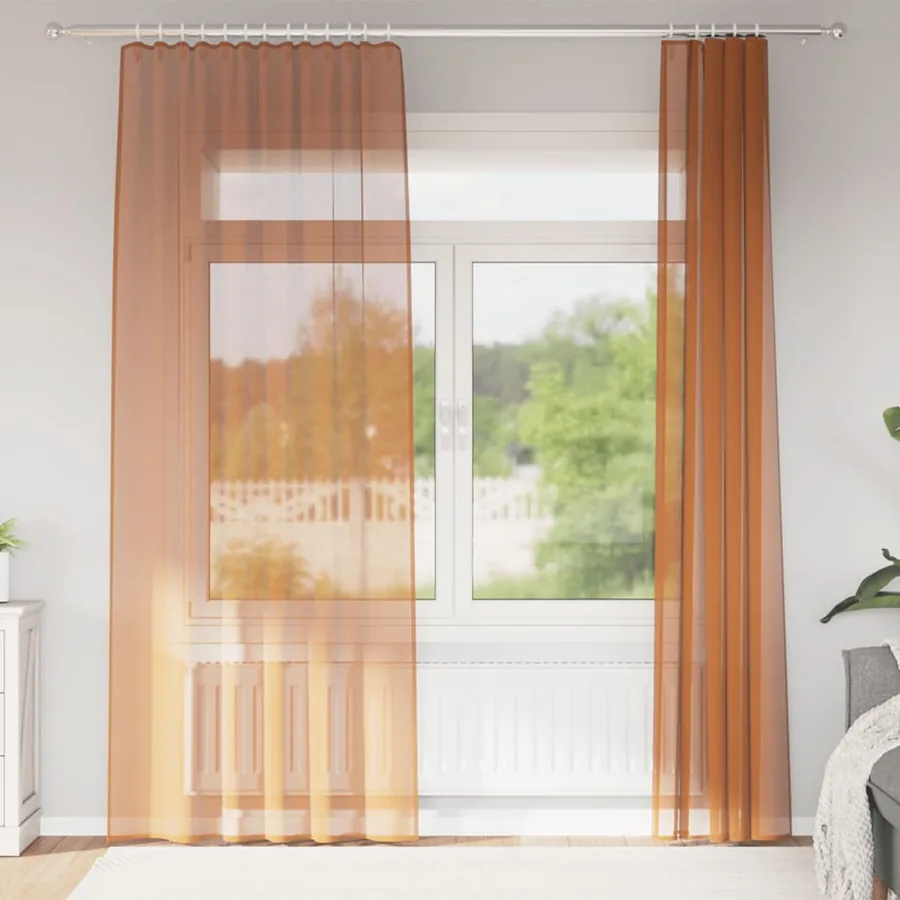 Rideaux en voile à œillets 2 pcs couleur terre cuite
