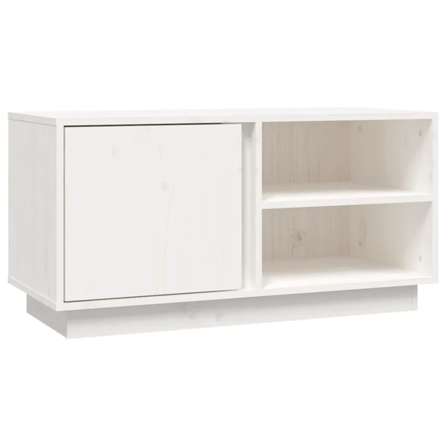 Meuble TV Blanc 80x35x40,5 cm Bois de pin massif - 2