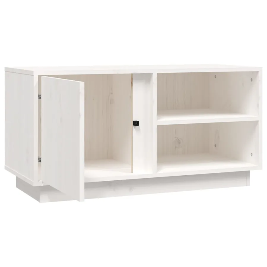 Meuble TV Blanc 80x35x40,5 cm Bois de pin massif - 7