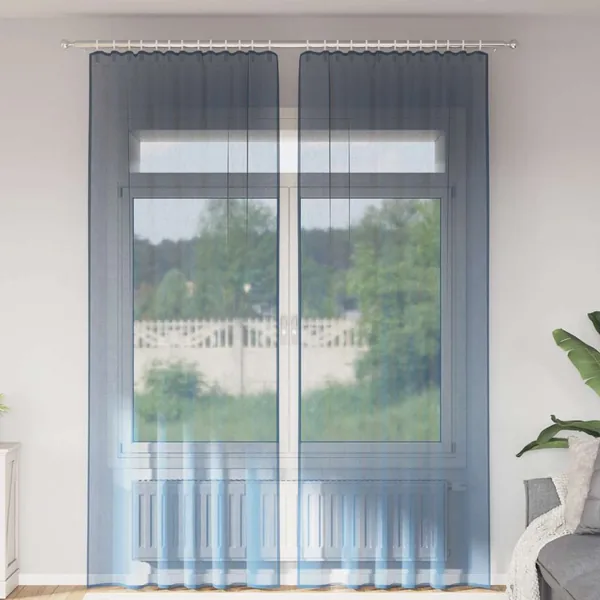 Rideaux en voile avec passe-tringles 2 pcs bleu royal