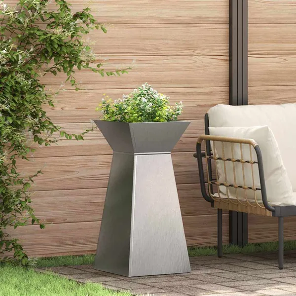 Jardinière à pilier Argent 35 x 35 x 73 cm Acier inoxydable