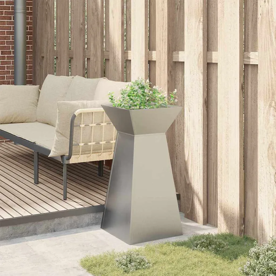 Jardinière à pilier Argent 35 x 35 x 73 cm Acier inoxydable - 4