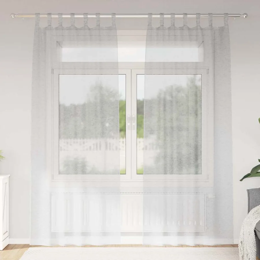 Rideau en Voile 2 pcs Gris clair 225 x 140 cm Polyester