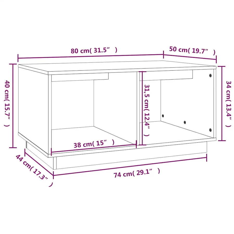 Table basse Noir 80x50x40 cm Bois massif de pin - 8