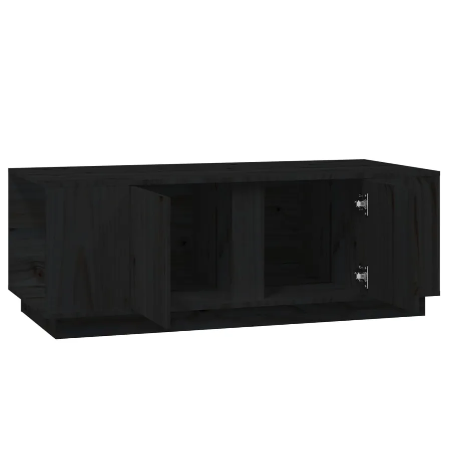 Table basse Noir 110x50x40 cm Bois massif de pin - 6