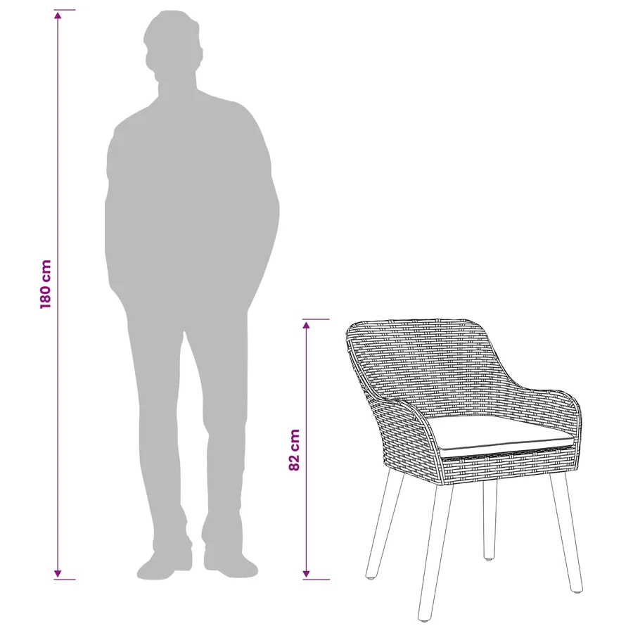 Ensemble de salle à manger pour jardin 9 pcs Gris clair - 14