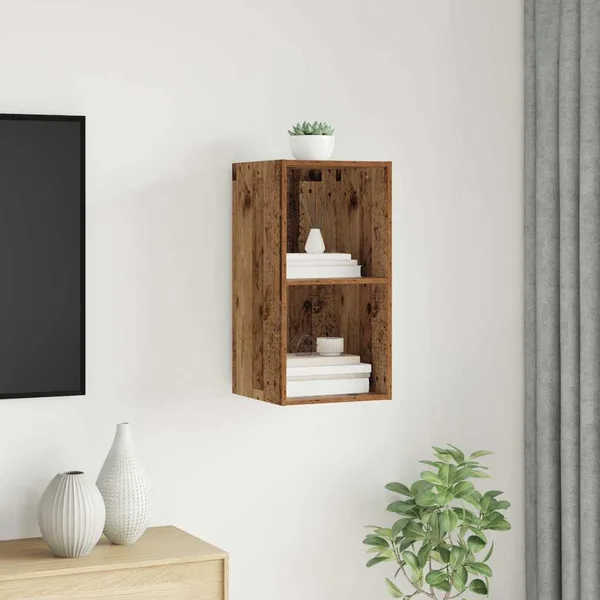 Ensemble meuble TV Montage mural Bois Ancien 37 x 37 x 72 cm
