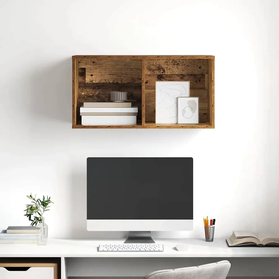 Ensemble meuble TV Montage mural Bois Ancien 37 x 37 x 72 cm - 5