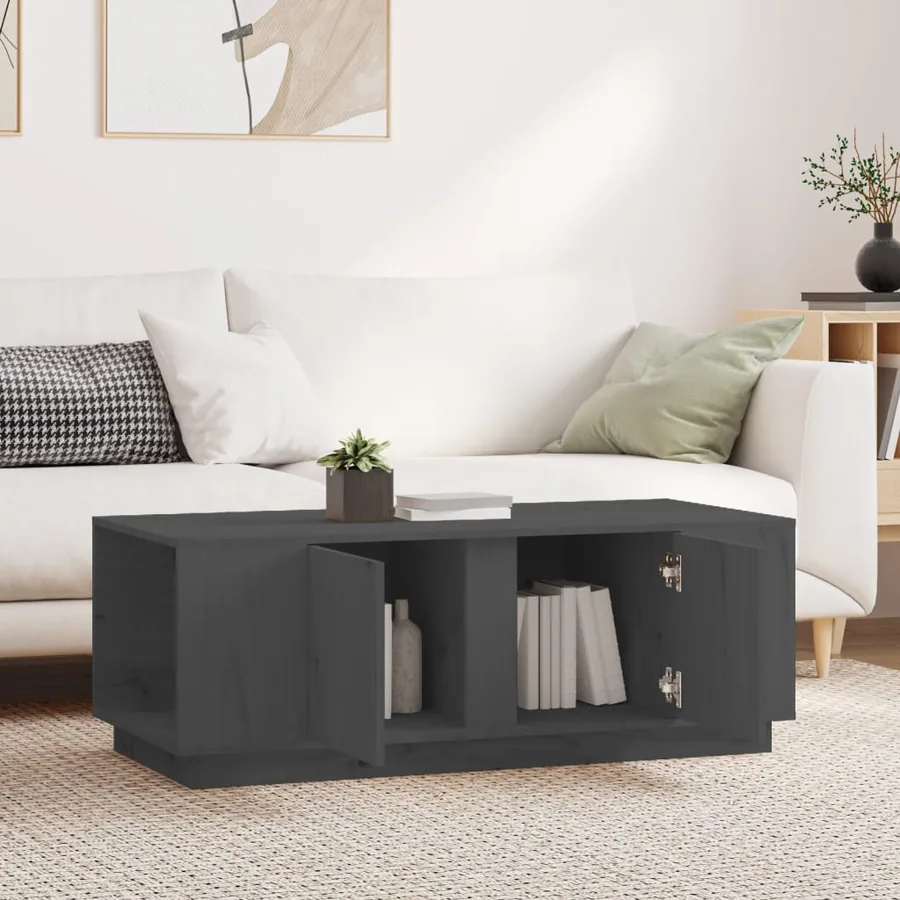 Table basse Gris 110x50x40 cm Bois massif de pin - 3