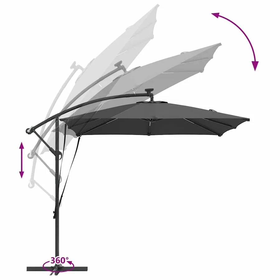 Parasol Anthracite 249 x 249 x 250 cm Polyester et Aluminium - 13