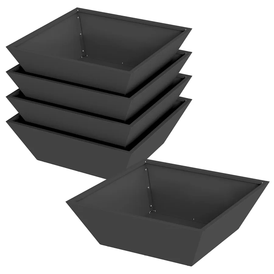 Cache-pot de jardin 5 pc Noir 50 x 50 x 15 cm - 2
