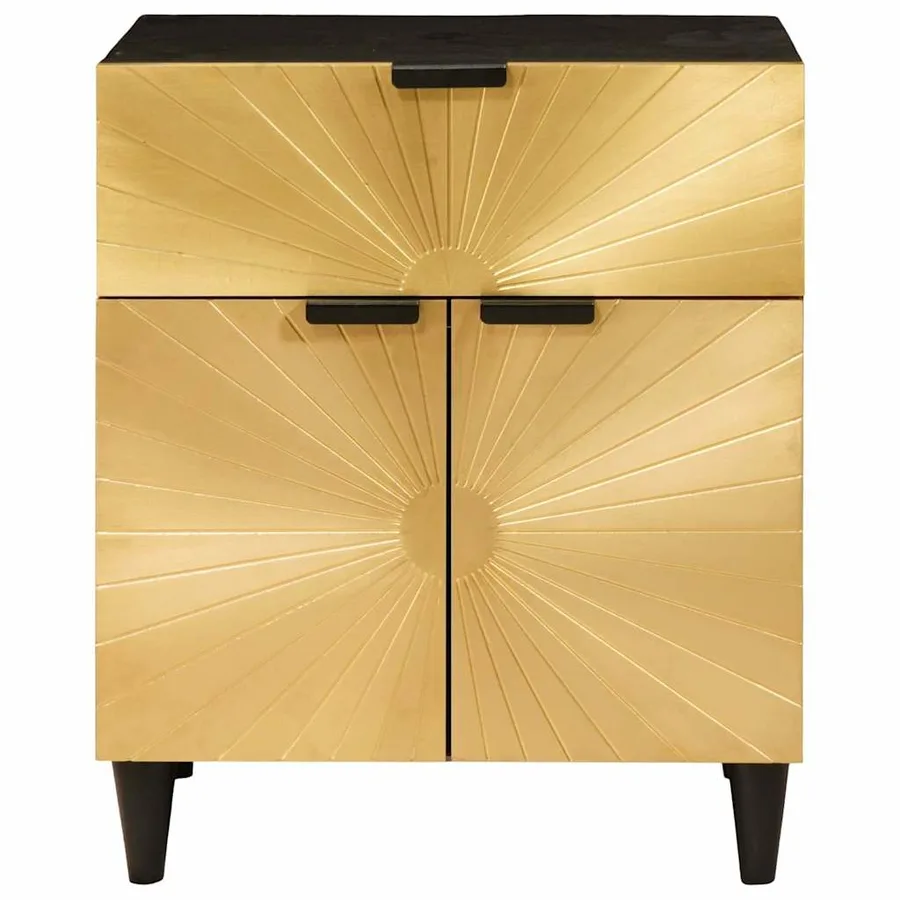 Table de chevet Noir et or 50 x 33 x 60 cm Bois d'ingénierie - 3