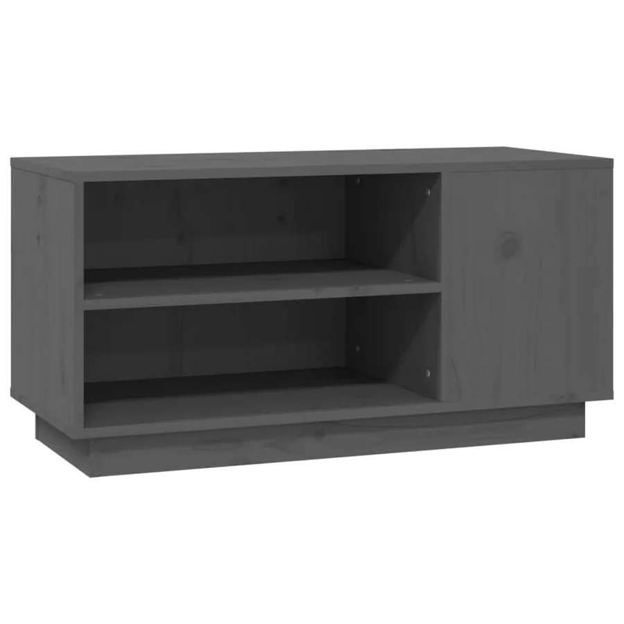 Meuble TV Gris 80x35x40,5 cm Bois de pin massif - 2